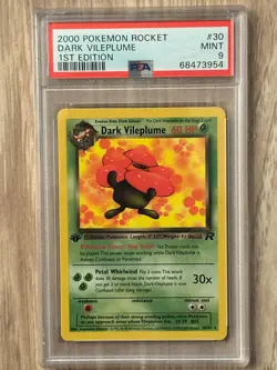 Pokemon Rocket 1st Edition DARK VILEPLUME NON HOLO 30/82 PSA 9 # 68473954 - Image 1