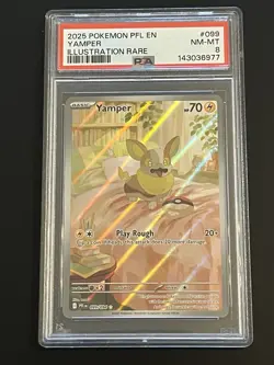 2025 POKEMON PFL EN YAMPER ILLUSTRATION RARE #099 - PSA 8 TCG - Image 1