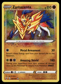 Zamazenta Holo 102/185 Amazing Rare SWSH04: Vivid Voltage Pokemon - Image 1