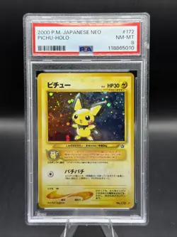 2000 Pokemon Japanese Neo Pichu Holo Rare PSA 8 MINT PSA SWIRL - Image 1