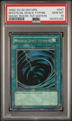 YUGIOH PSA 10 2002 Mystical Space Typhoon MRL-047 Ultra Rare 1st Edition - Image 1