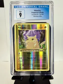 CGC 9 Pikachu Pokemon Evolutions 35/108 Reverse Holo 2016 Graded Card - Image 1