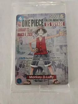 One Piece Monkey.D.Luffy College Basketball US Voyage P-055 Promo Card SEALED - Image 1