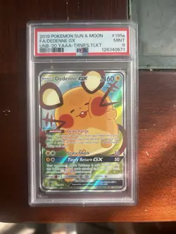Pokemon TCG Dedenne GX Holo Ultra Rare Card Unbroken Bonds 195a/214 PSA 9! - Image 1