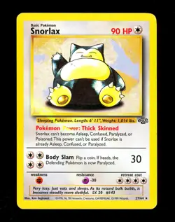 1999 Pokemon SNORLAX Jungle Set HIGHLIGTER INK ERROR Misprint Card 27/64 RARE - Image 1