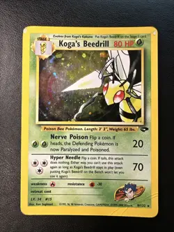 Koga's Beedrill [HP] - 9/132 - Pokemon Gym Challenge Unlimited Holo Rare WOTC - Image 1