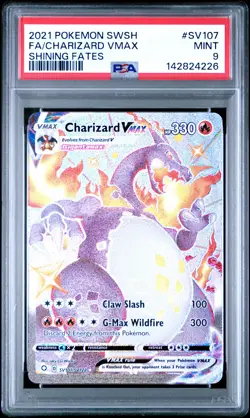 2021 POKEMON SWORD & SHIELD SHINING FATES #SV107 FULL ART/CHARIZARD VMAX PSA 9 - Image 1