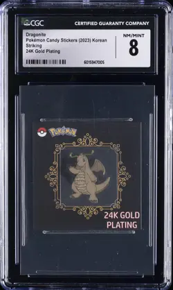 2023 POKEMON CANDY STICKERS KOREAN STRIKING 24K GOLD PLATING DRAGONITE CGC 8 - Image 1