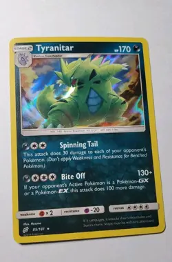 HOLOGRAPHIC Tyranitar Rare 85/181 Pokemon TCG Sun & Moon Team Up Holo Rare MINT - Image 1