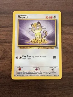 Meowth 56/64 Jungle-Unlimited Edition Regular-Pokemon TCG-Vintage-NM - Image 1