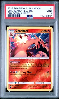 2018 Pokemon Sun & Moon Dragon Majesty Charizard Reverse Holo Foil PSA 9 #3 - Image 1