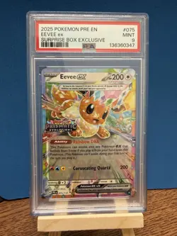 Pokemon TCG Eevee EX 75/131 Stamped Prismatic Evolutions Surprise Box PSA 9 - Image 1