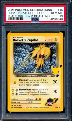 Rocket's Zapdos 2021 Pokemon Celebrations #15 Classic Collection Holo PSA 10 - Image 1