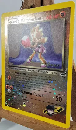 Rocket’s Hitmonchan 9 Best of Game Promo Winner Reverse Holo LP Pokemon Card Vtg - Image 4