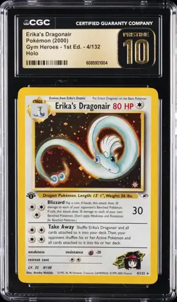 2000 POKEMON GYM HEREOS 1ST EDITION HOLO #4 ERIKA'S DRAGONAIR CGC 10 PRISTINE - Image 1