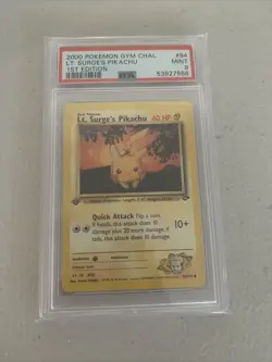 2000 Pokemon Gym Challenge 1st Edition #84 Lt. Surge's Pikachu PSA 9 MINT - Image 1