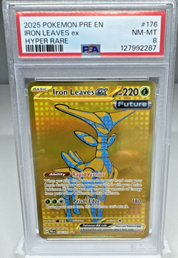 Iron Leaves ex Hyper Rare 176/131 PSA 8 – Prismatic Evolutions Pokemon 2025 - Image 1