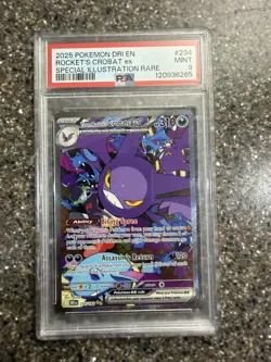 2025 POKEMON DRI EN-DESTINED RIVALS #234 TEAM ROCKET'S CROBAT EX PSA 9 - Image 1