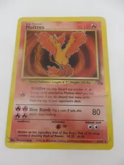 Moltres unlimited Fossil Rare 27/62- WOTC Pokemon MP - Image 1