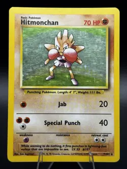 Hitmonchan 7/102 Base Set Unlimited - Holo Rare - WOTC -MP/HP-Pokemon Vintage #2 - Image 1