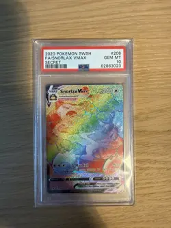 Snorlax VMAX 206/202 Sword & Shield Rainbow Secret PSA 10 Gem Mint Pokemon TCG - Image 1