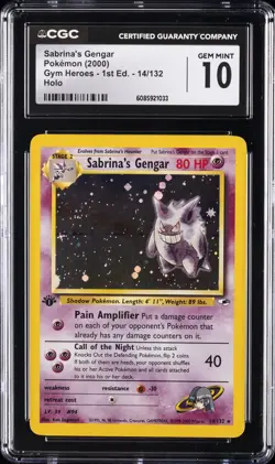 2000 POKEMON GYM HEROES 1ST EDITION HOLO #14 SABRINA'S GENGAR CGC 10 - Image 1