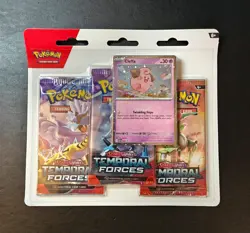 Pokemon TCG Scarlet & Violet Temporal Forces 3 Pack Triple Blister Cleffa Sealed - Image 1