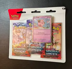 Pokemon TCG Scarlet & Violet Temporal Forces 3 Pack Triple Blister Cleffa Sealed - Image 3