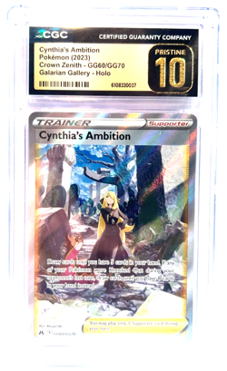 2023 POKEMON " PRISTINE " GRADE 10 ! CYNTHIA'S AMBITION # GG60/GG70 AWESOME !!! - Image 1