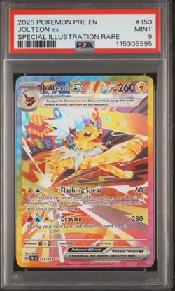 2025 Pokemon Pre EN- Jolteon EX #153 Special Illustration Rare PSA 9 - Image 1