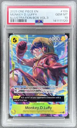 PSA 10 Monkey D. Luffy OP07-109 Illustration Box Vol. 3 Promo One Piece TCG - Image 1