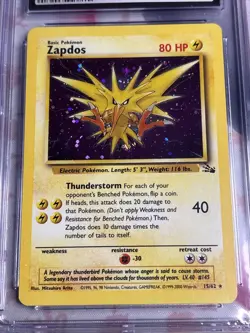CGC 8 Zapdos 1999-2000 Cosmos Holo Fossil 15/62 Graded Pokemon Card - Image 3