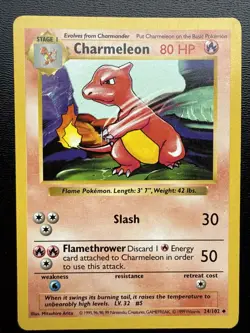 FREE SHIPPING 1999-2000 4th print UK Edition Pokemon Charmeleon 24/102 Base Card - Image 1