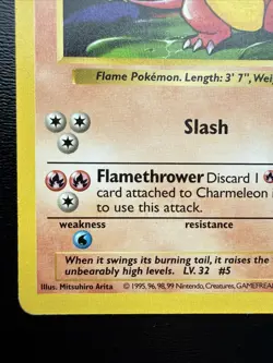 FREE SHIPPING 1999-2000 4th print UK Edition Pokemon Charmeleon 24/102 Base Card - Image 5
