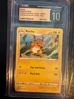 Pokemon 2023 CGC PRESTINE 10 Gem Mint Raichu Holo Card 009/034 Classic - Image 1