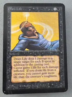 Drain Life MtG ALPHA—Moderately Played Very Good+—Vintage Magic the Gathering - Image 1