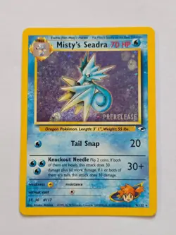 Misty's Seadra 9/132 Gym Heroes Prerelease Holo Pokemon Card WOTC - EX/Near Mint - Image 1