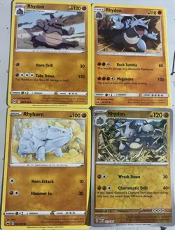 Pokemon TCG Rhyhorn & Rhydon Lot of 4 Cards Includes Reverse Holo NM - Image 1