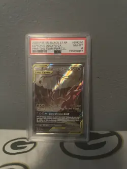 2020 Pokemon SM Black Star Promo #SM240 Espeon & Deoxys GX Tag Team PSA 8 NM-MT - Image 1