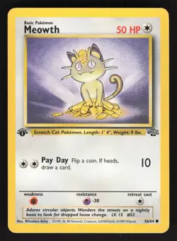 Meowth 56/64 Pokemon TCG Jungle NM - Image 1