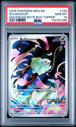 Pokemon Mega Evolutions Bulbasaur 133/132 Enhanced Topper Promo Stamped PSA 10 - Image 1