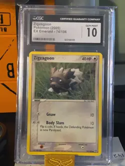 Pokemon 2005 Zigzagoon 74/106 EX Emerald - CGC GEM MINT 10 Vintage - Image 1