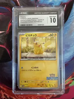CGC 10 Pokemon Pikachu Promo Illustration Contest Winner 2024 242/Sv-P Gem Mint - Image 1