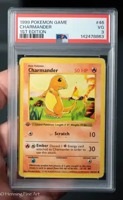 PSA 3 1999 1st Edition Shadowless Base Set Charmander 46/102 WOTC Pokemon - Image 1