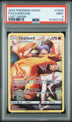 2022 Pokemon Sword & Shield Lost Origin #TG03 Fa/Charizard Lost Origin PSA 9.. - Image 1