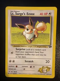 Lt. Surge's Eevee 51/132 Unlimited Pokemon Gym Challenge LP - Image 1