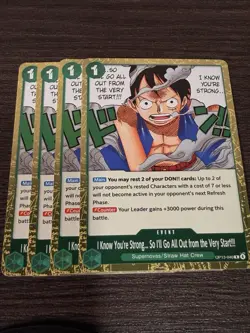 Playset (x4)One Piece I Know You're Strong. So I'll Go All Out! OP13-040 R Foil - Image 1