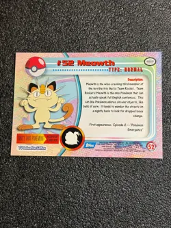 Topps Pokemon #52 Meowth - TV Animation Edition Card, 1999, NM - Image 2