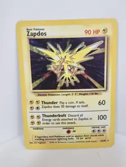 1999 Pokemon TCG Base Set Zapdos Holo Rare Card 16/102 - Image 1