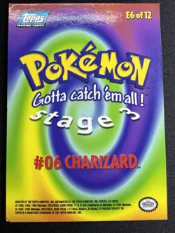 Pokemon Card Blue Topps Label TV Animation #6 Charizard E6 of 12 Light Played/NM - Image 2